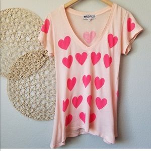 Wildfox pink heart tee XS